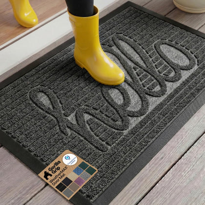GORILLA GRIP WeatherMAX front view in charcoal, designed to trap dirt at entryways.