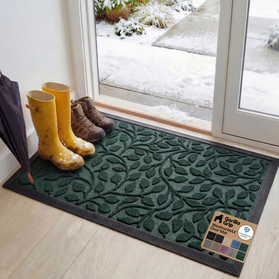 GORILLA GRIP WeatherMAX doormat full view showing sturdy design for entryways and moisture control.