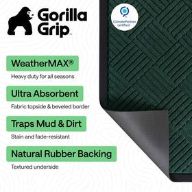 GORILLA GRIP WeatherMAX Doormat Green Diamond, close-up grooves capture moisture and debris.