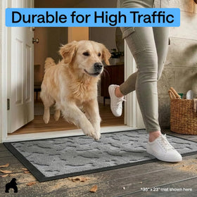 WeatherMAX doormat in use at a doorway, showcasing easy maintenance.