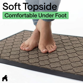 Gorilla Grip WeatherMAX doormat latte quatrefoil pattern enhances entry aesthetics