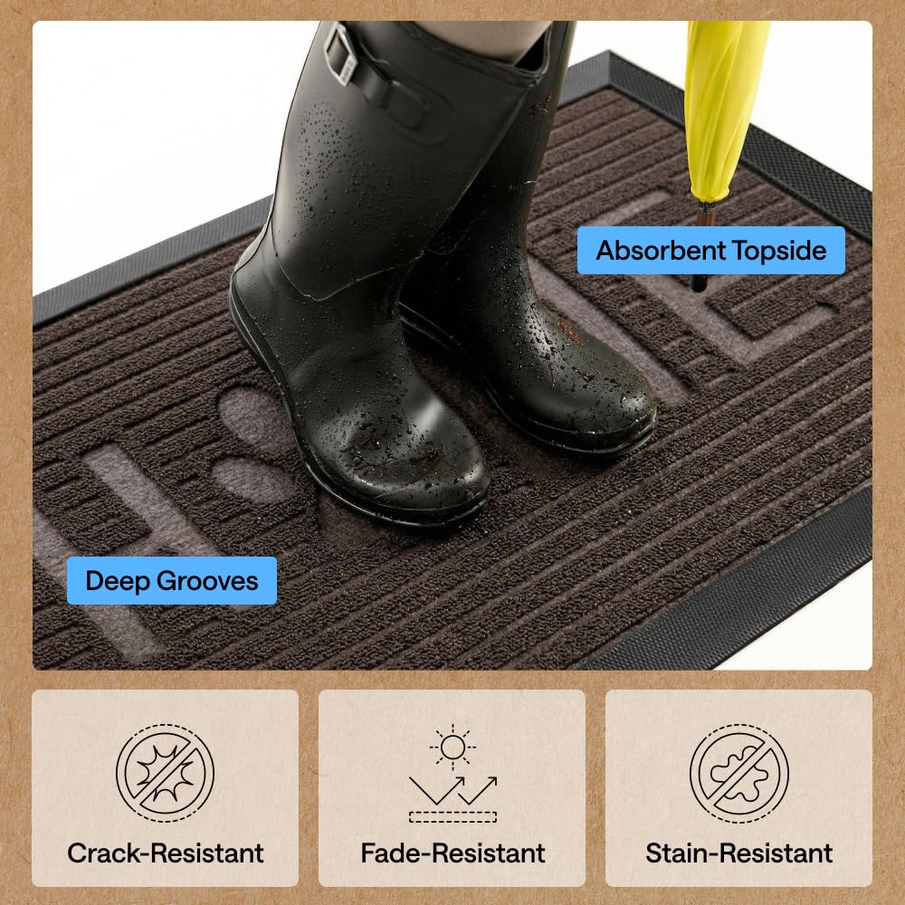 GORILLA GRIP WeatherMAX low-profile mat fits under doors smoothly