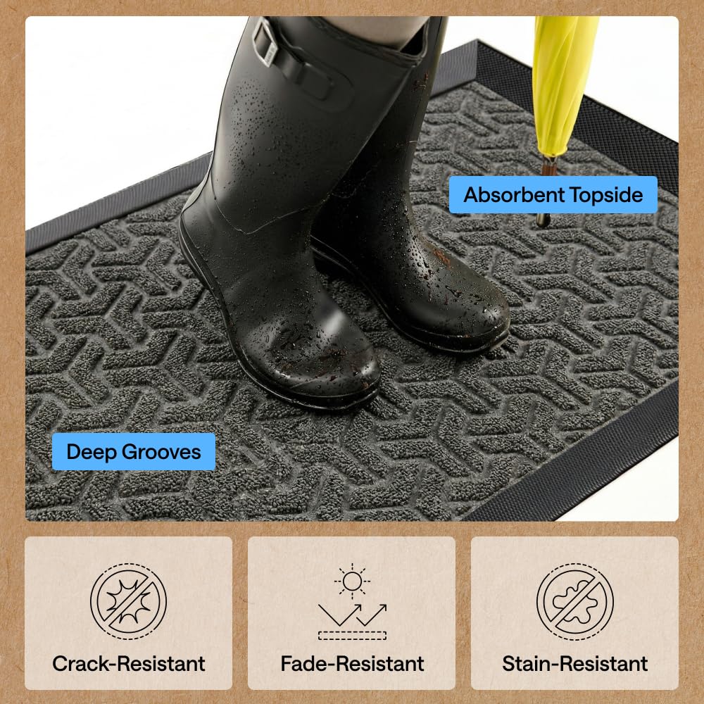 GORILLA GRIP WeatherMax doormat low-profile design, doors glide over easily.