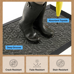 GORILLA GRIP WeatherMax doormat low-profile design, doors glide over easily.