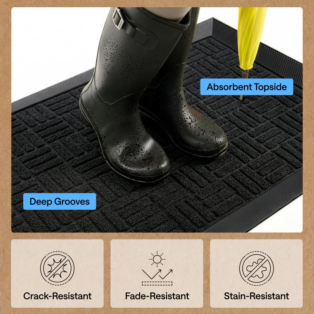 GORILLA GRIP WeatherMAX low-profile mat fits under doors without sticking up