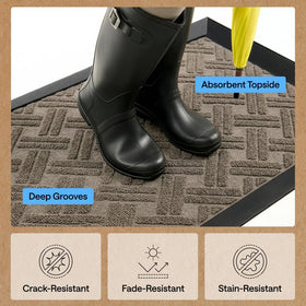 GORILLA GRIP WeatherMAX doormat low-profile design fits under doors.