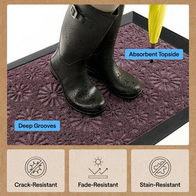 GORILLA GRIP WeatherMAX doormat low-profile edge for easy door clearance.