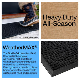 GORILLA GRIP WeatherMAX doormat low-profile edge allows easy door clearance