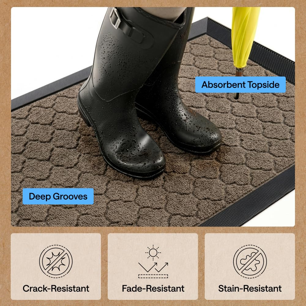 Gorilla Grip WeatherMAX doormat natural rubber backing reveals sturdy support