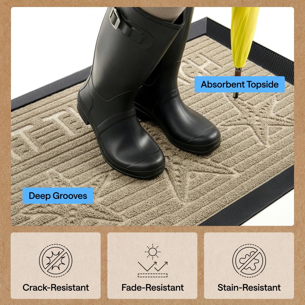 GORILLA GRIP WeatherMAX doormat featuring low-profile design fits under doors