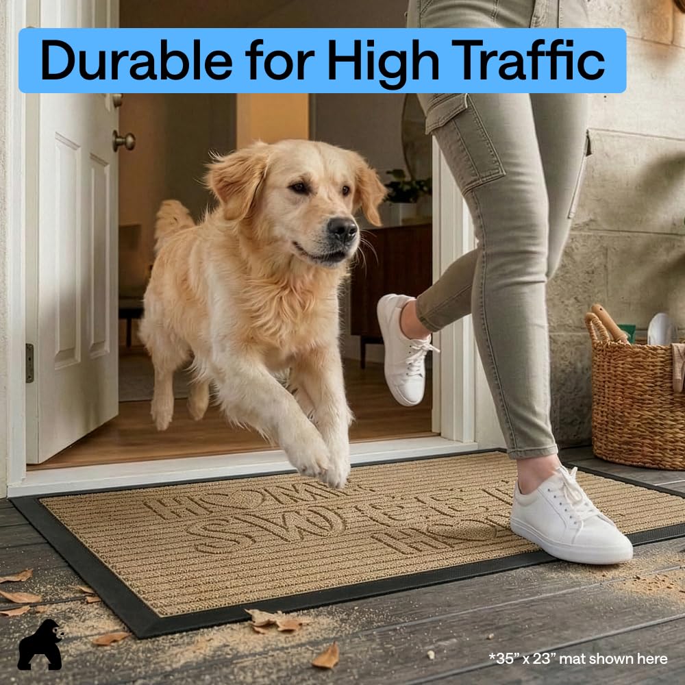 GORILLA GRIP WeatherMAX doormat sized 35x23 inches for standard doors
