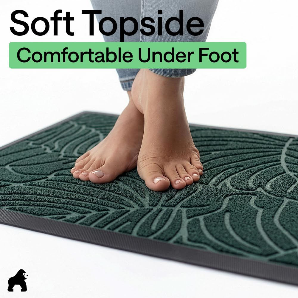 Gorilla Grip WeatherMAX doormat for patios shows moisture resistance.