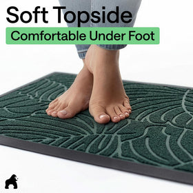 Gorilla Grip WeatherMAX doormat for patios shows moisture resistance.
