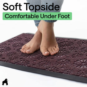 GORILLA GRIP WeatherMAX doormat purple confetti daisy design adds curb appeal.