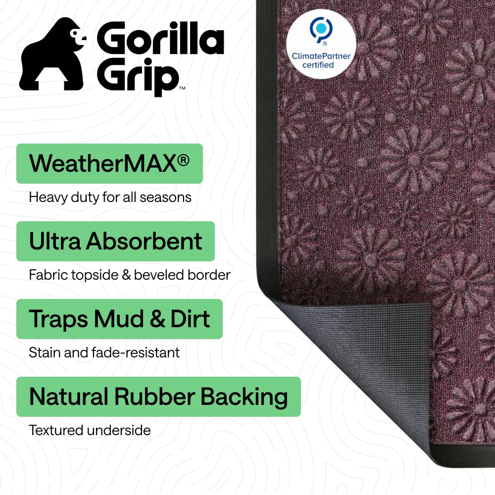GORILLA GRIP WeatherMAX doormat rain and snow performance for all-season entry use.