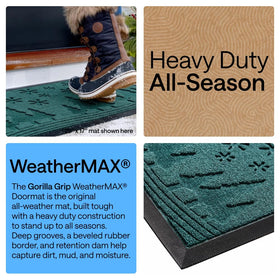 GORILLA GRIP WeatherMAX doormat withstands rain and snow for year-round entryway protection.
