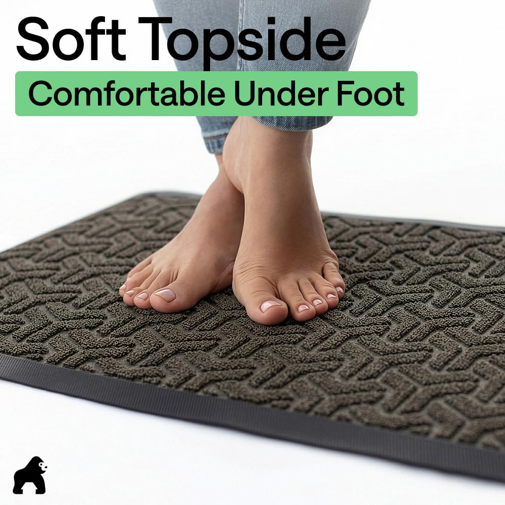 Gorilla Grip WeatherMAX slate geometric doormat suitable for indoor and outdoor entrances