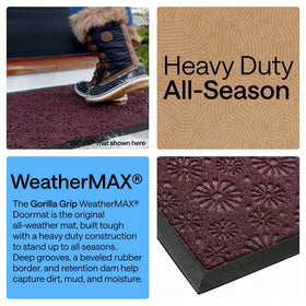 GORILLA GRIP WeatherMAX doormat resists stains and fading for long-lasting appeal.