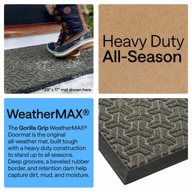 GORILLA GRIP WeatherMax doormat with stain-resistant topside for long-lasting curb appeal.