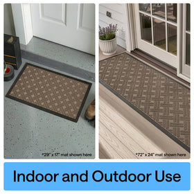 GORILLA GRIP WeatherMAX doormat top-side woven surface traps debris efficiently.