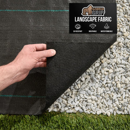 GORILLA GRIP weed barrier fabric dual-layer closeup shows reinforced weave for weed control