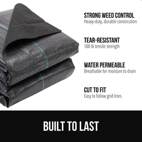 GORILLA GRIP weed barrier fabric permeable underlayment demonstrates water and air flow to soil