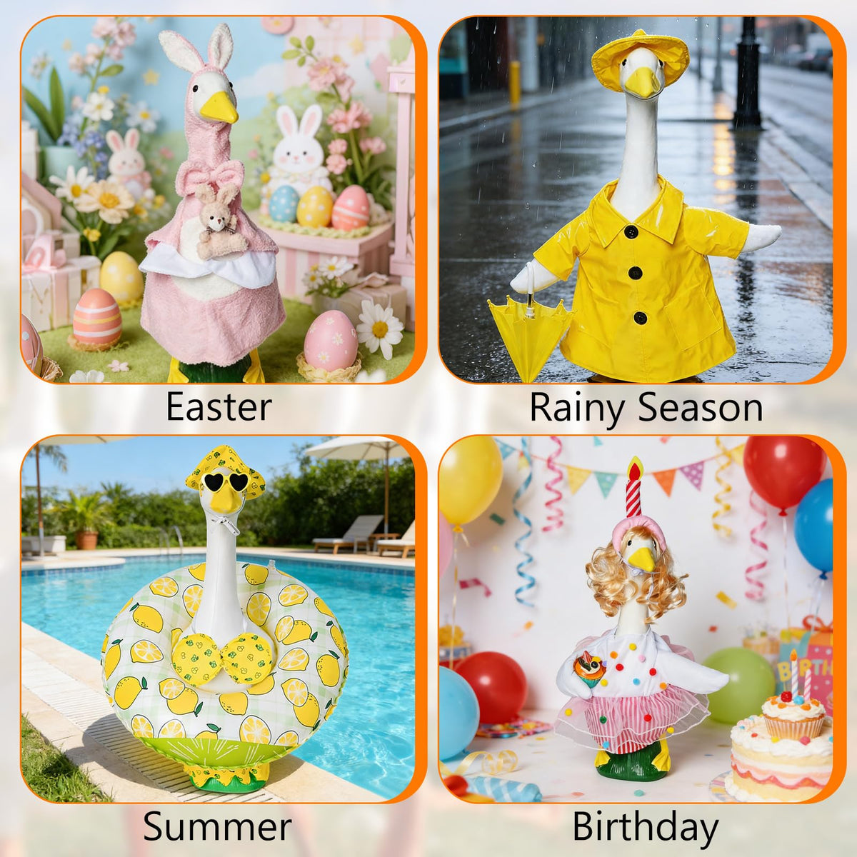 Goroovr durable outdoor goose clothes fit standard porch geese statues.