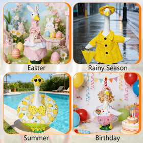 Goroovr durable outdoor goose clothes fit standard porch geese statues.