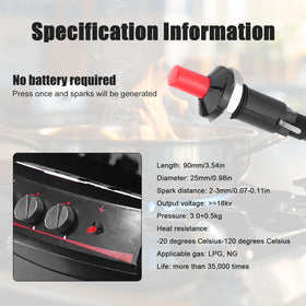 Gosknor piezo spark igniter diameter 25mm ensures snug fit.