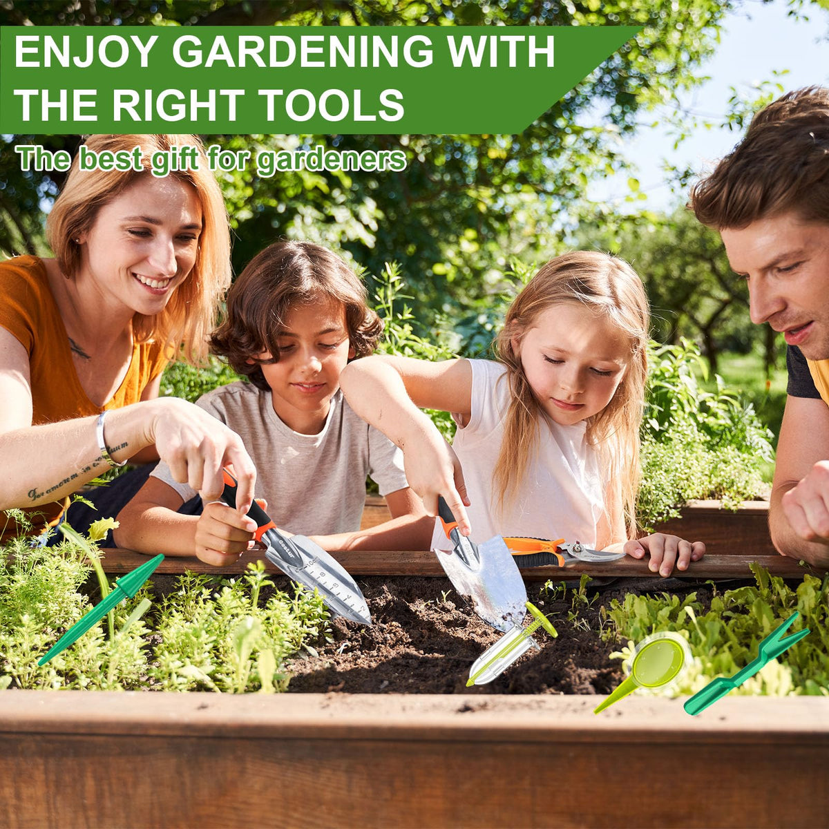 Effortless one-handed planting with the Gostur hand tool set.