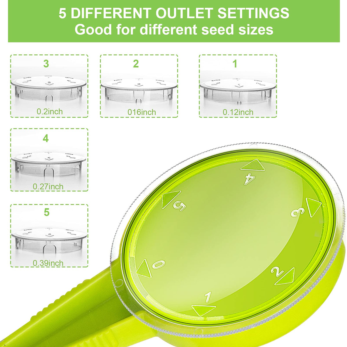 Gostur small-seed compatibility with easy base-lid gap control.