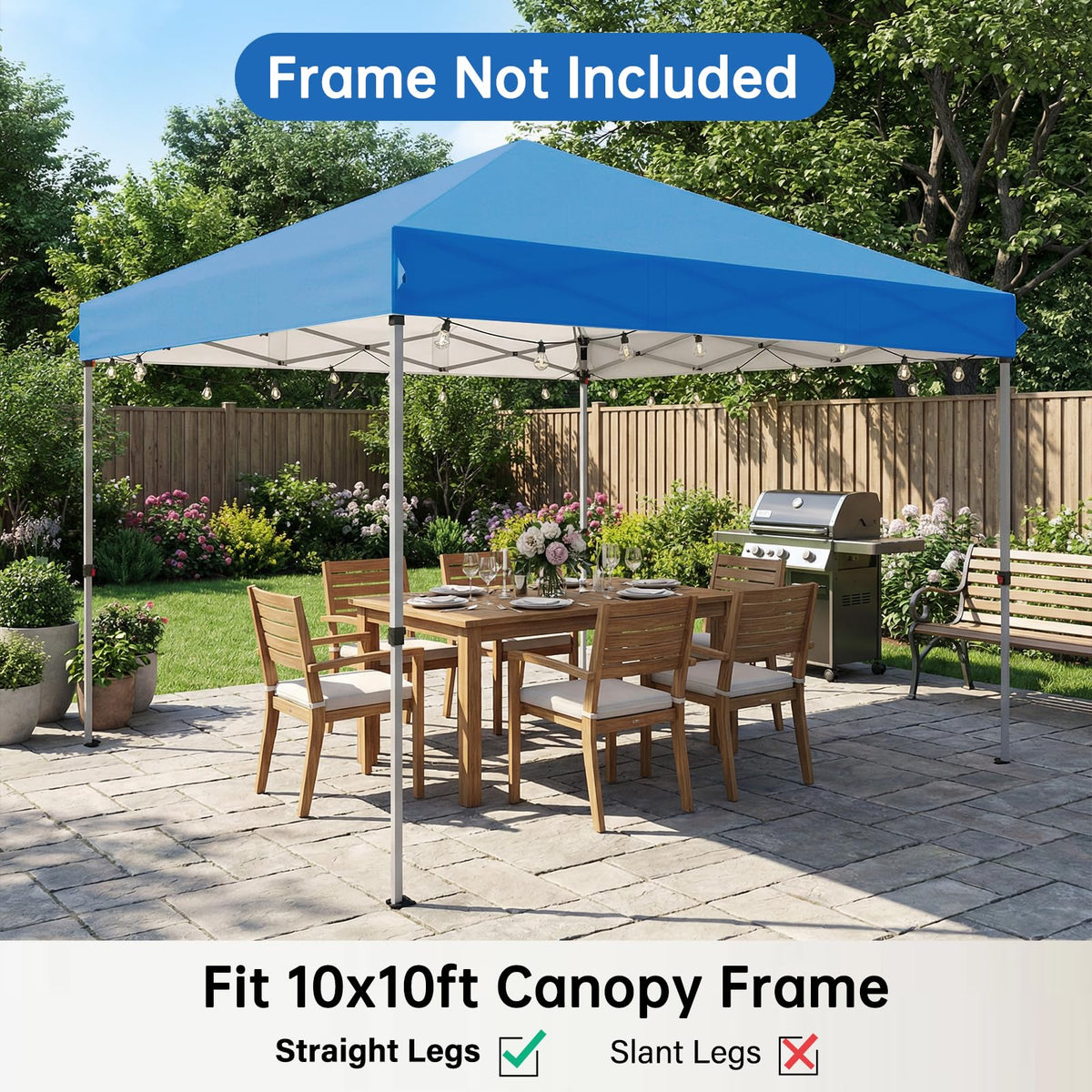 GOTRUTH blue canopy top in outdoor garden setup
