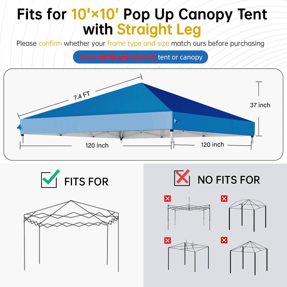 GOTRUTH canopy top with Velcro fasteners for quick install