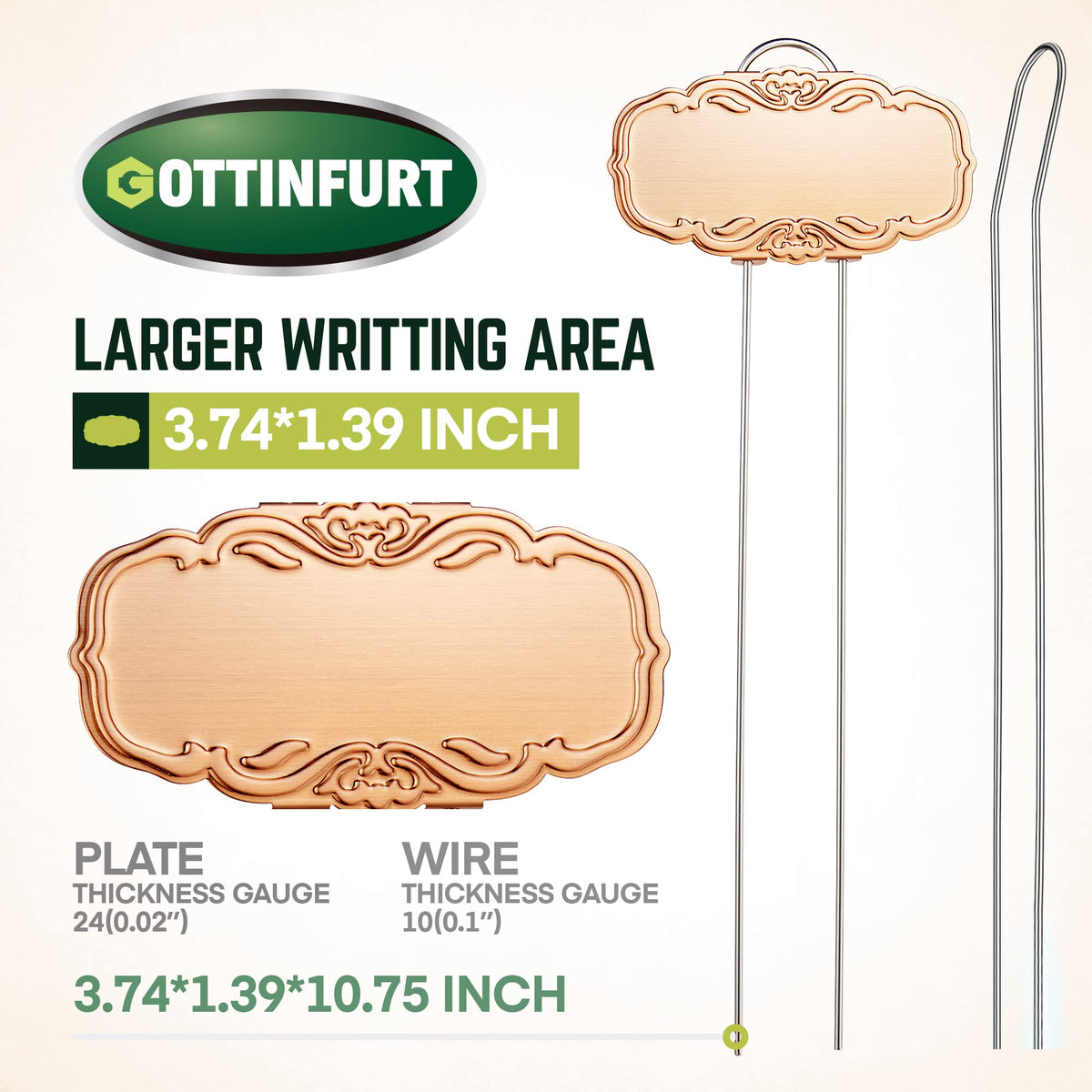 Gottinfurt 25-pack with double-pronged stakes improves readability in beds.