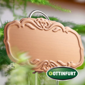 Gottinfurt titanium-coated label withstands weather and resists corrosion.