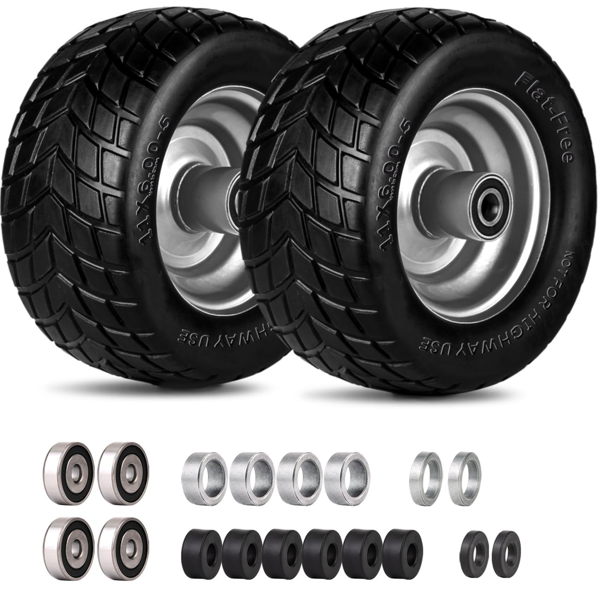GOUEN front wheel 11x6-00-5 flat-free tire with durable construction.