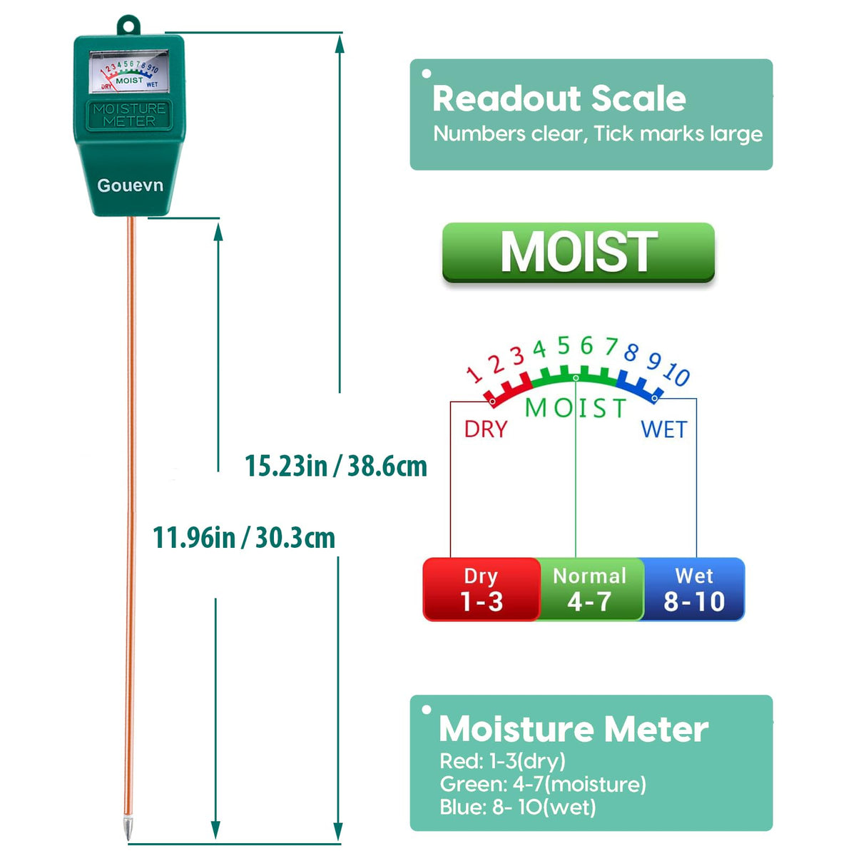 Gouevn indoor outdoor plant care tool for easy moisture checks