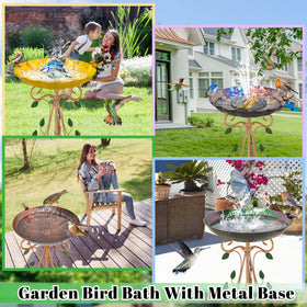 Gouisalin cast-iron pedestal adds elegance to patios and lawns.