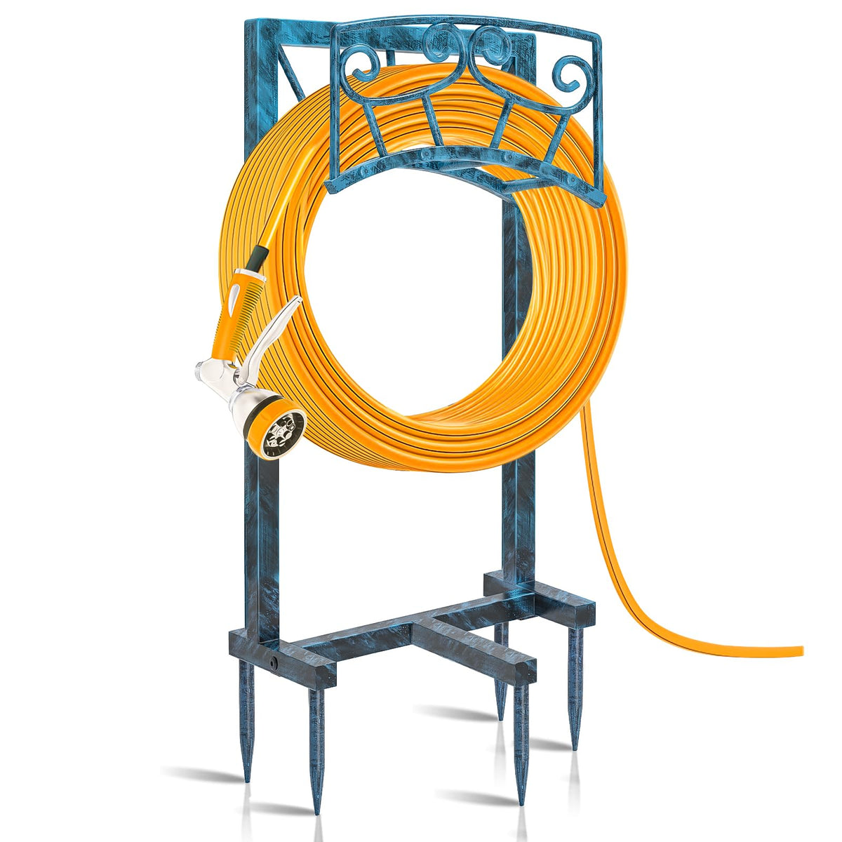 Gouisalin garden hose holder with five sturdy spikes for stable ground anchoring.