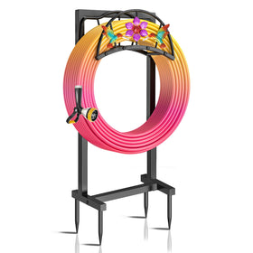 Gouisalin garden hose holder with four spikes provides a stable base for hoses