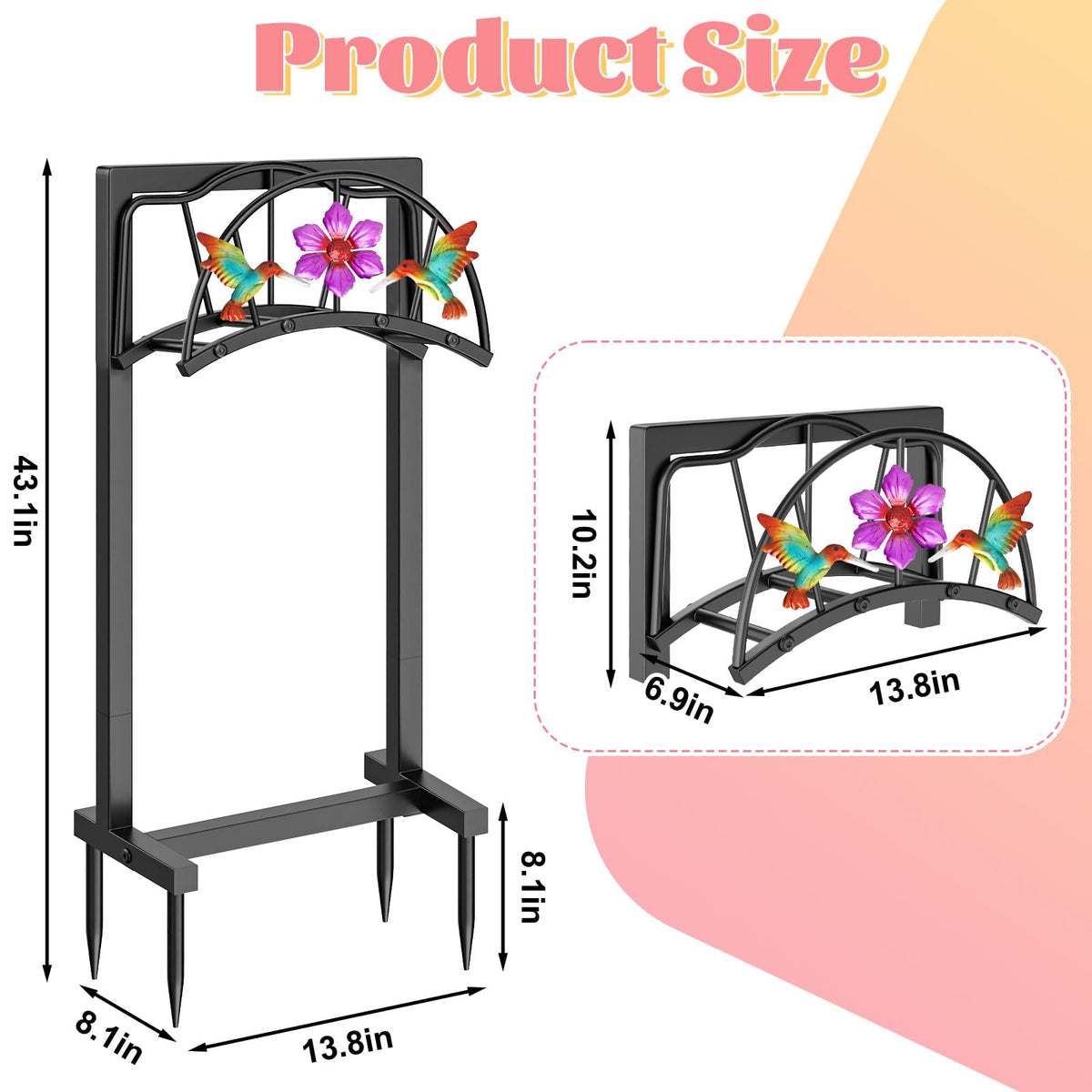 Gouisalin outdoor hose rack front features hummingbirds and flowers