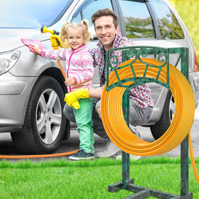Gouisalin outdoor storage for hose and tools keeps yard tidy.