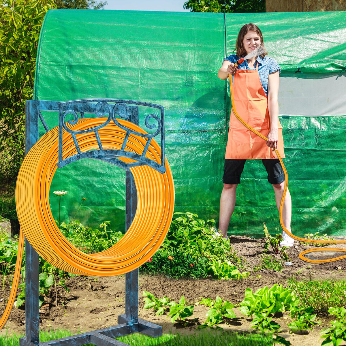 Gouisalin versatile yard rack suitable for hoses, tools, and more in the garden.