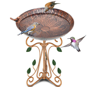 Gouisalin vintage bird bath with 13-inch diameter attracts birds to the garden.