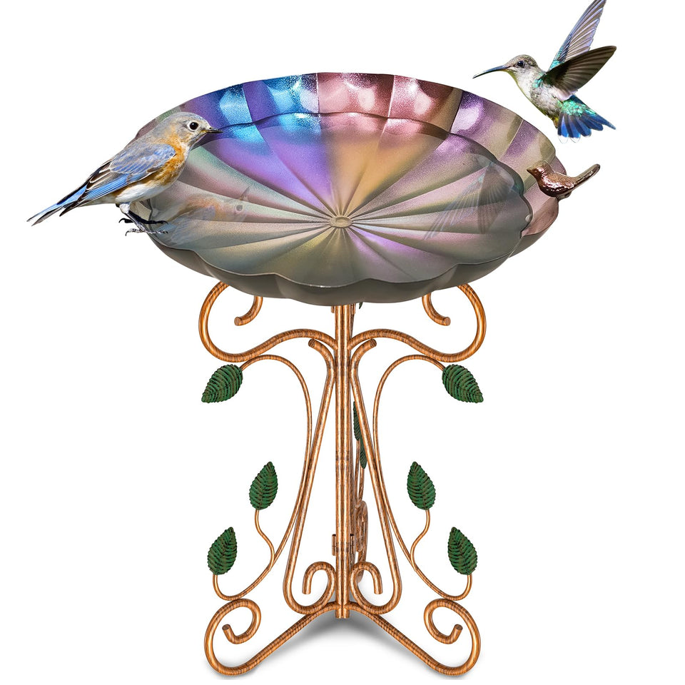 Gouisalin vintage bird bath with 13 inch diameter for charming outdoor spaces