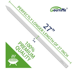 GOUTIME flat skewers 1-inch wide designed to keep meat secure and stable