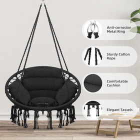 Goutime hammock chair back cushion with tassels adds cozy boho comfort.