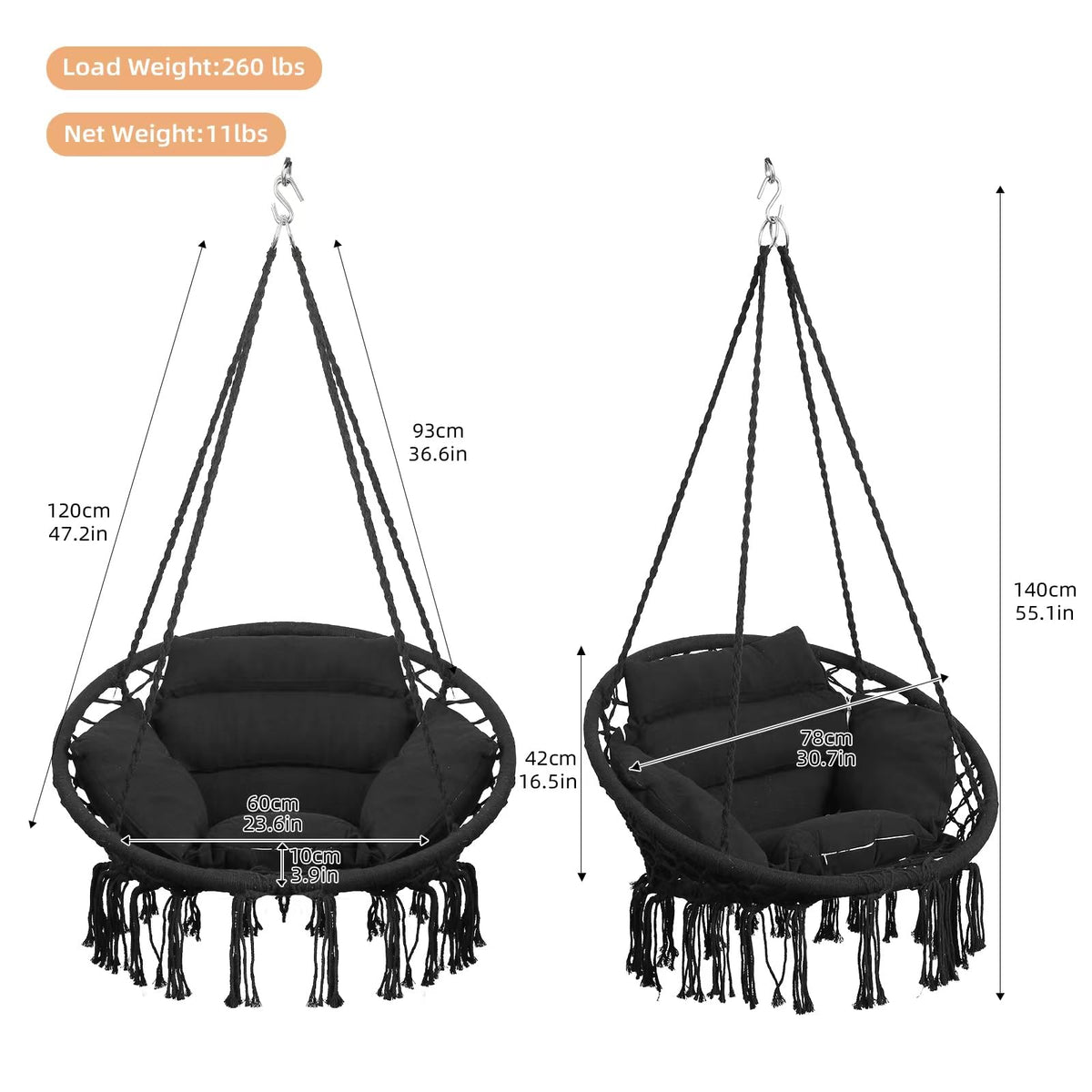 Goutime hammock chair suited for indoor and outdoor lounging.