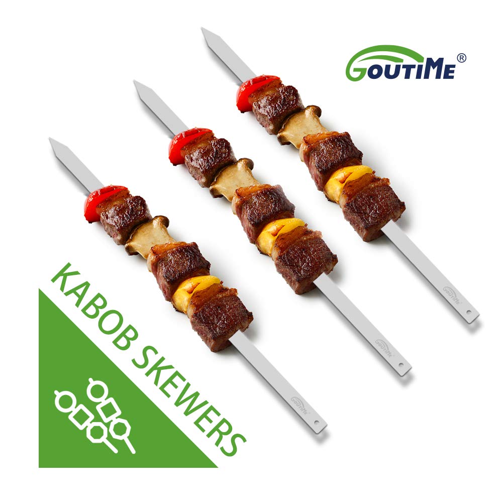 GOUTIME koobideh skewers with no-wood handle for hygienic, durable grilling