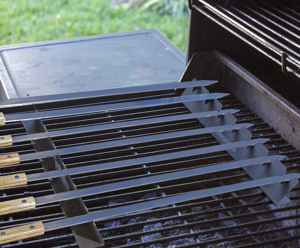 Goutime universal barbecue skewers holder fitting various grills and ovens